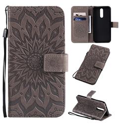 Embossing Sunflower Leather Wallet Case for Mi Xiaomi Redmi 8 - Gray