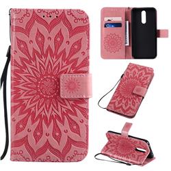 Embossing Sunflower Leather Wallet Case for Mi Xiaomi Redmi 8 - Pink