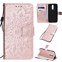Embossing Sunflower Leather Wallet Case for Mi Xiaomi Redmi 8 - Rose Gold