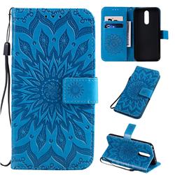 Embossing Sunflower Leather Wallet Case for Mi Xiaomi Redmi 8 - Blue