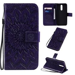 Embossing Sunflower Leather Wallet Case for Mi Xiaomi Redmi 8 - Purple