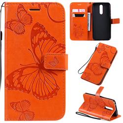Embossing 3D Butterfly Leather Wallet Case for Mi Xiaomi Redmi 8 - Orange