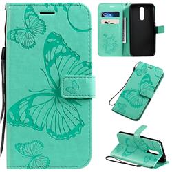 Embossing 3D Butterfly Leather Wallet Case for Mi Xiaomi Redmi 8 - Green