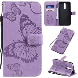 Embossing 3D Butterfly Leather Wallet Case for Mi Xiaomi Redmi 8 - Purple