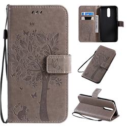 Embossing Butterfly Tree Leather Wallet Case for Mi Xiaomi Redmi 8 - Grey