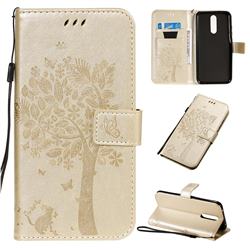 Embossing Butterfly Tree Leather Wallet Case for Mi Xiaomi Redmi 8 - Champagne
