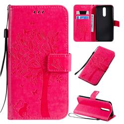 Embossing Butterfly Tree Leather Wallet Case for Mi Xiaomi Redmi 8 - Rose