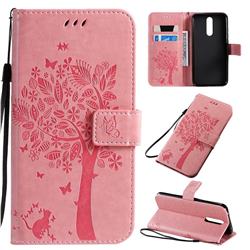Embossing Butterfly Tree Leather Wallet Case for Mi Xiaomi Redmi 8 - Pink