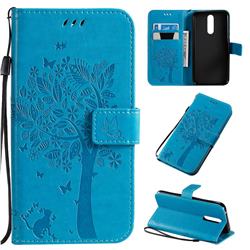 Embossing Butterfly Tree Leather Wallet Case for Mi Xiaomi Redmi 8 - Blue