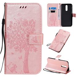 Embossing Butterfly Tree Leather Wallet Case for Mi Xiaomi Redmi 8 - Rose Pink
