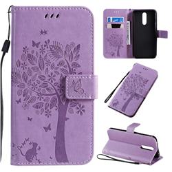 Embossing Butterfly Tree Leather Wallet Case for Mi Xiaomi Redmi 8 - Violet