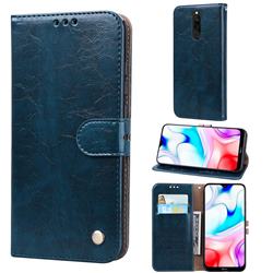 Luxury Retro Oil Wax PU Leather Wallet Phone Case for Mi Xiaomi Redmi 8 - Sapphire