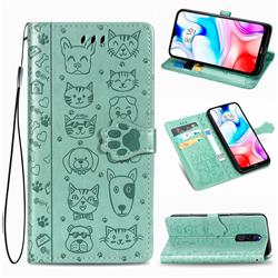 Embossing Dog Paw Kitten and Puppy Leather Wallet Case for Mi Xiaomi Redmi 8 - Green