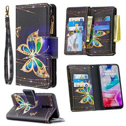 Golden Shining Butterfly Binfen Color BF03 Retro Zipper Leather Wallet Phone Case for Mi Xiaomi Redmi 8