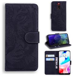 Intricate Embossing Tiger Face Leather Wallet Case for Mi Xiaomi Redmi 8 - Black