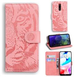 Intricate Embossing Tiger Face Leather Wallet Case for Mi Xiaomi Redmi 8 - Pink