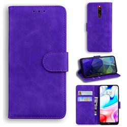 Retro Classic Skin Feel Leather Wallet Phone Case for Mi Xiaomi Redmi 8 - Purple
