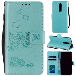 Embossing Owl Couple Flower Leather Wallet Case for Mi Xiaomi Redmi 8 - Green