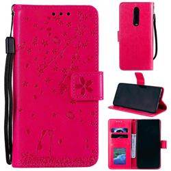 Embossing Cherry Blossom Cat Leather Wallet Case for Mi Xiaomi Redmi 8 - Rose