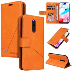 GQ.UTROBE Right Angle Silver Pendant Leather Wallet Phone Case for Mi Xiaomi Redmi 8 - Orange