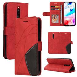 Luxury Two-color Stitching Leather Wallet Case Cover for Mi Xiaomi Redmi 8 - Red