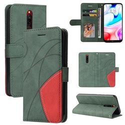 Luxury Two-color Stitching Leather Wallet Case Cover for Mi Xiaomi Redmi 8 - Green