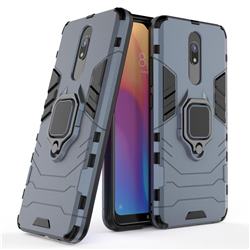 Black Panther Armor Metal Ring Grip Shockproof Dual Layer Rugged Hard Cover for Mi Xiaomi Redmi 8A - Blue