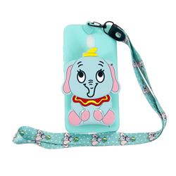Blue Elephant Neck Lanyard Zipper Wallet Silicone Case for Mi Xiaomi Redmi 8A