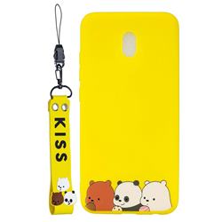 Yellow Bear Family Soft Kiss Candy Hand Strap Silicone Case for Mi Xiaomi Redmi 8A