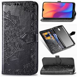 Embossing Imprint Mandala Flower Leather Wallet Case for Mi Xiaomi Redmi 8A - Black