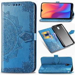 Embossing Imprint Mandala Flower Leather Wallet Case for Mi Xiaomi Redmi 8A - Blue