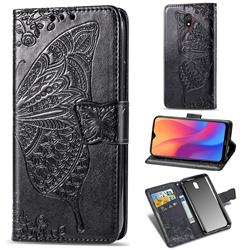 Embossing Mandala Flower Butterfly Leather Wallet Case for Mi Xiaomi Redmi 8A - Black