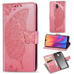 Embossing Mandala Flower Butterfly Leather Wallet Case for Mi Xiaomi Redmi 8A - Pink