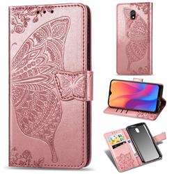Embossing Mandala Flower Butterfly Leather Wallet Case for Mi Xiaomi Redmi 8A - Rose Gold