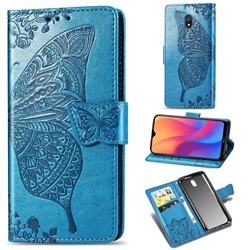 Embossing Mandala Flower Butterfly Leather Wallet Case for Mi Xiaomi Redmi 8A - Blue