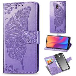 Embossing Mandala Flower Butterfly Leather Wallet Case for Mi Xiaomi Redmi 8A - Light Purple