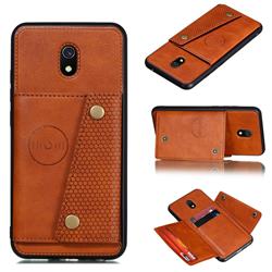 Retro Multifunction Card Slots Stand Leather Coated Phone Back Cover for Mi Xiaomi Redmi 8A - Brown