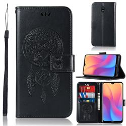 Intricate Embossing Owl Campanula Leather Wallet Case for Mi Xiaomi Redmi 8A - Black