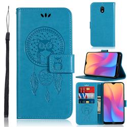 Intricate Embossing Owl Campanula Leather Wallet Case for Mi Xiaomi Redmi 8A - Blue