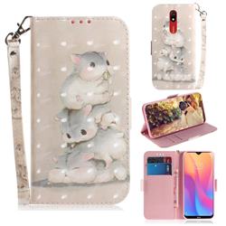 Three Squirrels 3D Painted Leather Wallet Phone Case for Mi Xiaomi Redmi 8A