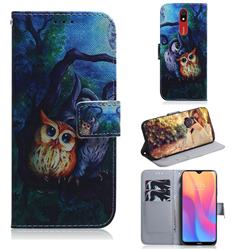 Oil Painting Owl PU Leather Wallet Case for Mi Xiaomi Redmi 8A