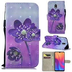 Purple Flower 3D Painted Leather Wallet Phone Case for Mi Xiaomi Redmi 8A