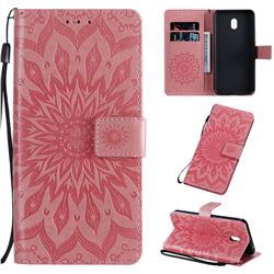 Embossing Sunflower Leather Wallet Case for Mi Xiaomi Redmi 8A - Pink