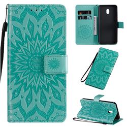 Embossing Sunflower Leather Wallet Case for Mi Xiaomi Redmi 8A - Green