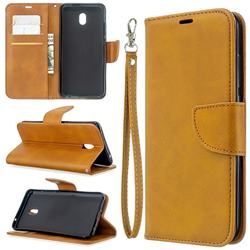 Classic Sheepskin PU Leather Phone Wallet Case for Mi Xiaomi Redmi 8A - Yellow