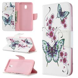 Peach Butterflies Leather Wallet Case for Mi Xiaomi Redmi 8A