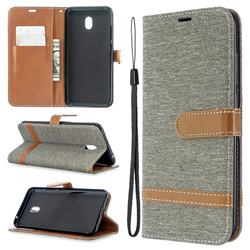 Jeans Cowboy Denim Leather Wallet Case for Mi Xiaomi Redmi 8A - Gray