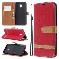 Jeans Cowboy Denim Leather Wallet Case for Mi Xiaomi Redmi 8A - Red