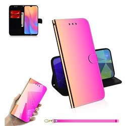 Shining Mirror Like Surface Leather Wallet Case for Mi Xiaomi Redmi 8A - Rainbow Gradient