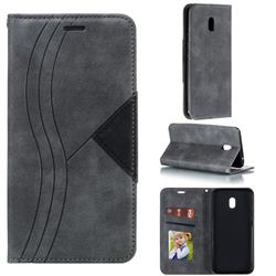 Retro S Streak Magnetic Leather Wallet Phone Case for Mi Xiaomi Redmi 8A - Gray